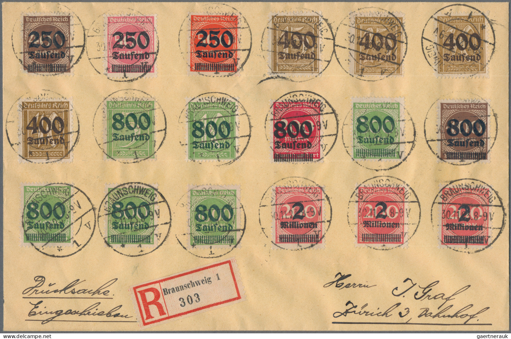 Deutsches Reich - Inflation: 1923, 800 Tsd M Auf 500 M Gelblichgrün, Zusammen Mi - Briefe U. Dokumente