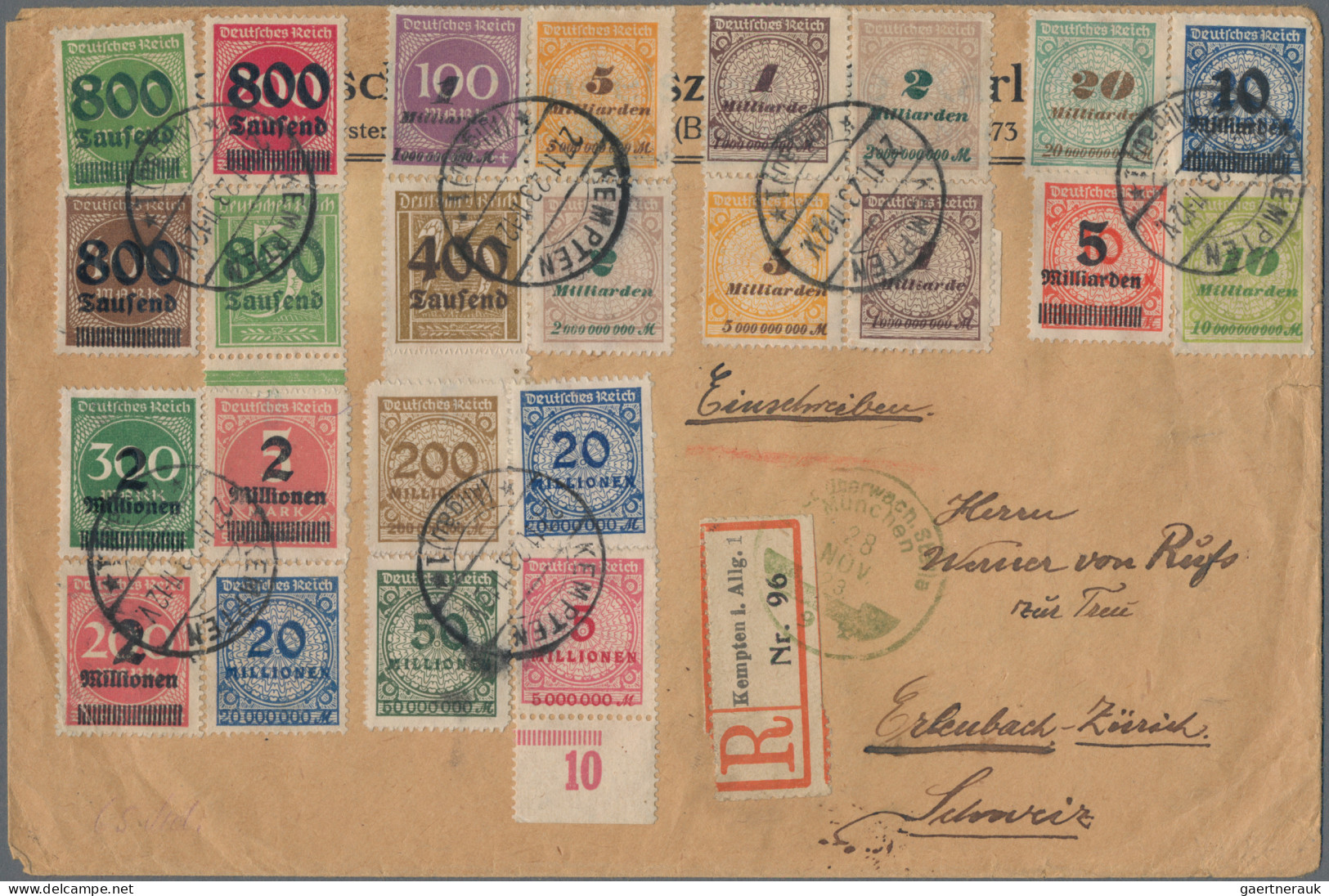 Deutsches Reich - Inflation: 1923, 800 Tsd Auf 500 M Zusammen Mit 36 Weiteren Ma - Briefe U. Dokumente