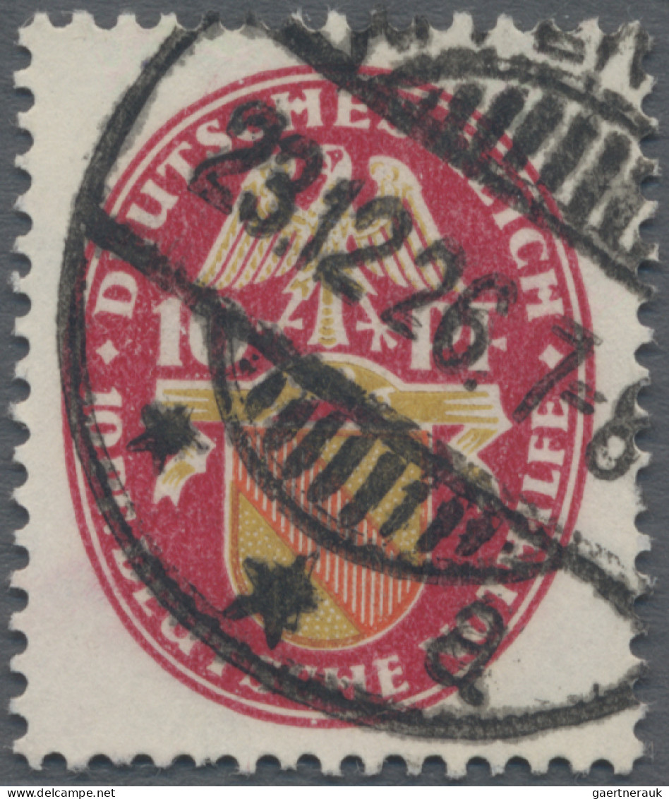 Deutsches Reich - Weimar: 1926, 10 Pf Nothilfe, Wappen, Wasserzeichen Stehend, S - Gebruikt