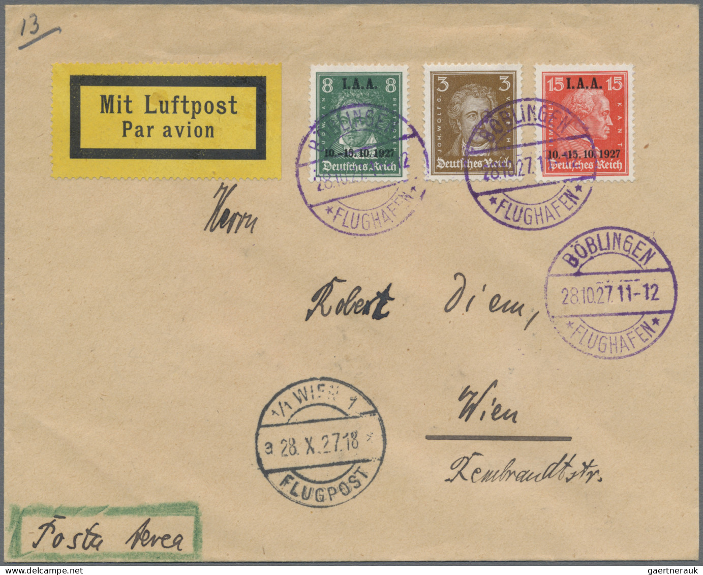 Deutsches Reich - Weimar: 1927, 25 Pf. Goethe Mit Aufdruck IAA Als EF Auf LP-Bri - Briefe U. Dokumente