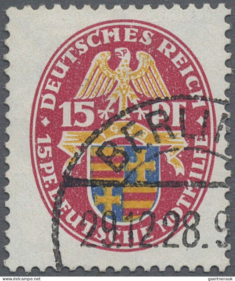 Deutsches Reich - Weimar: 1926, Nothilfe 15+15 Pfg. Mit Stehendem Wasserzeichen, - Oblitérés