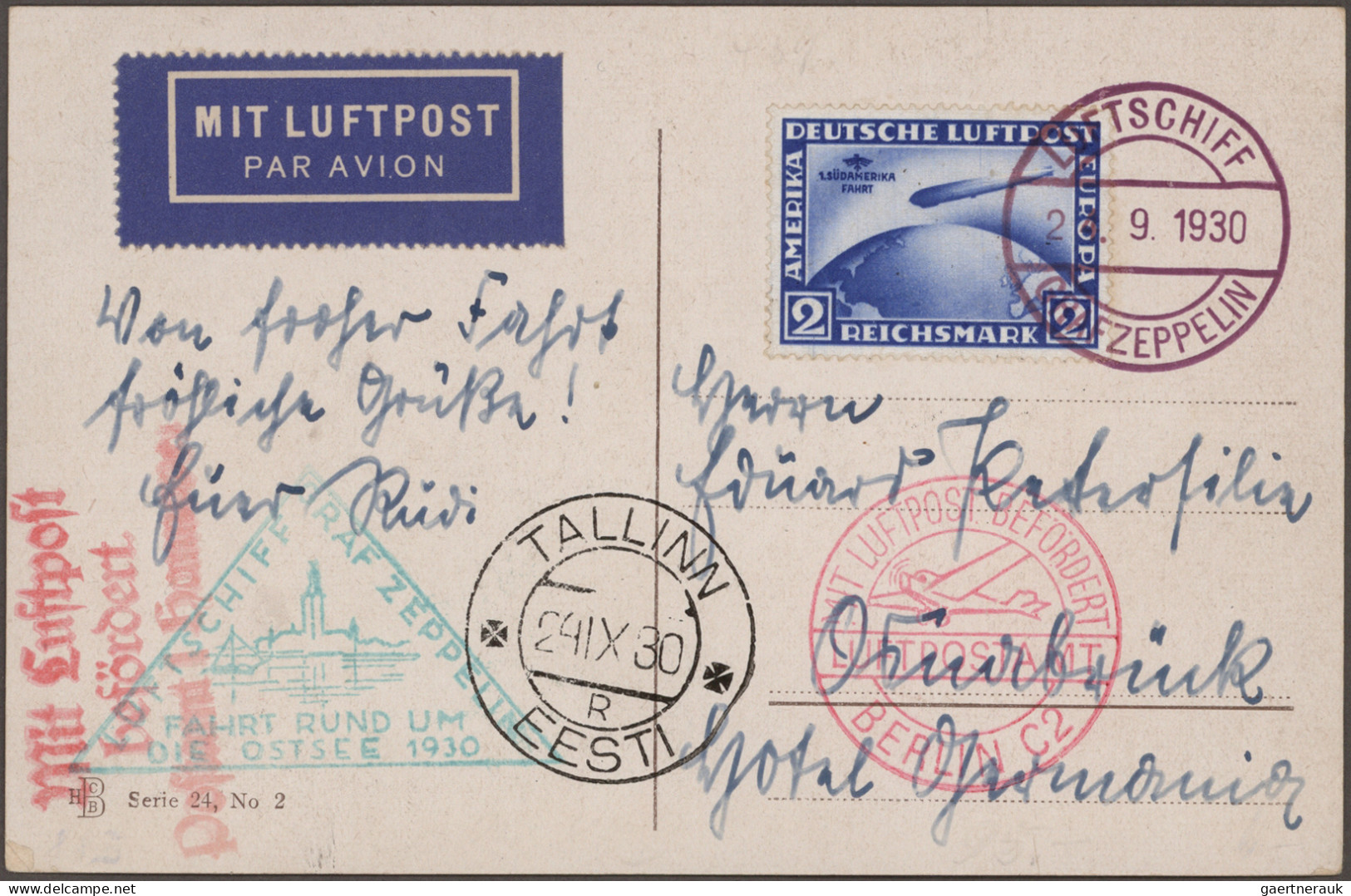 Deutsches Reich - Weimar: 1930, Ostseefahrt 24.9., Karte Mit 2 RM Südamerikafahr - Sonstige & Ohne Zuordnung