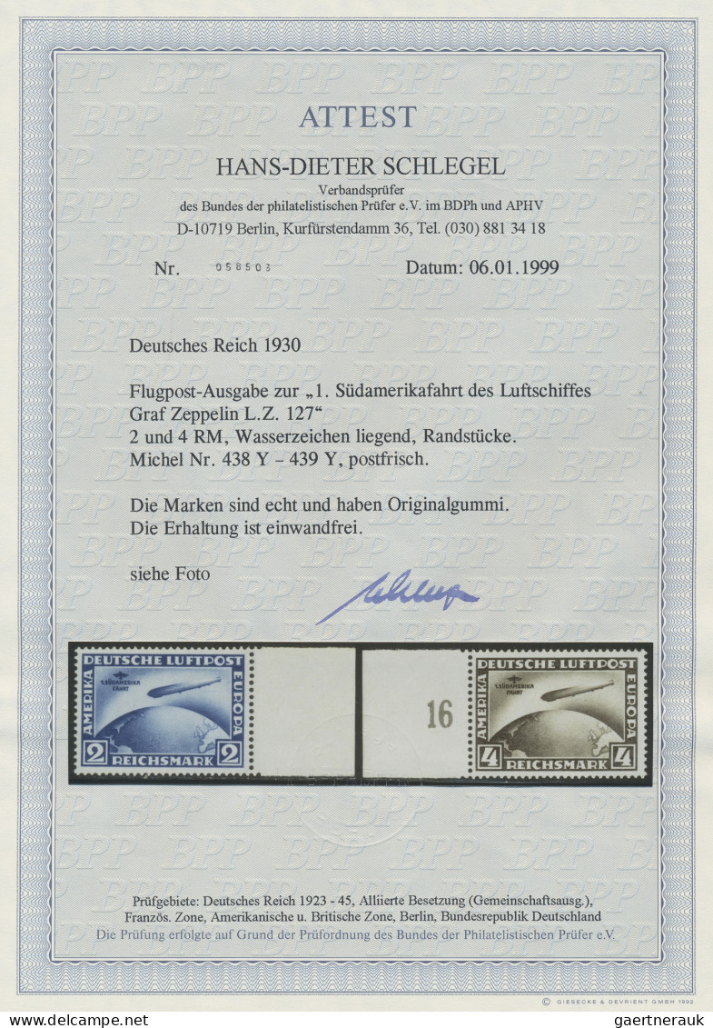Deutsches Reich - Weimar: 1930, Südamerikafahrt, 2 RM Und 4 RM Mit Liegendem Was - Unused Stamps