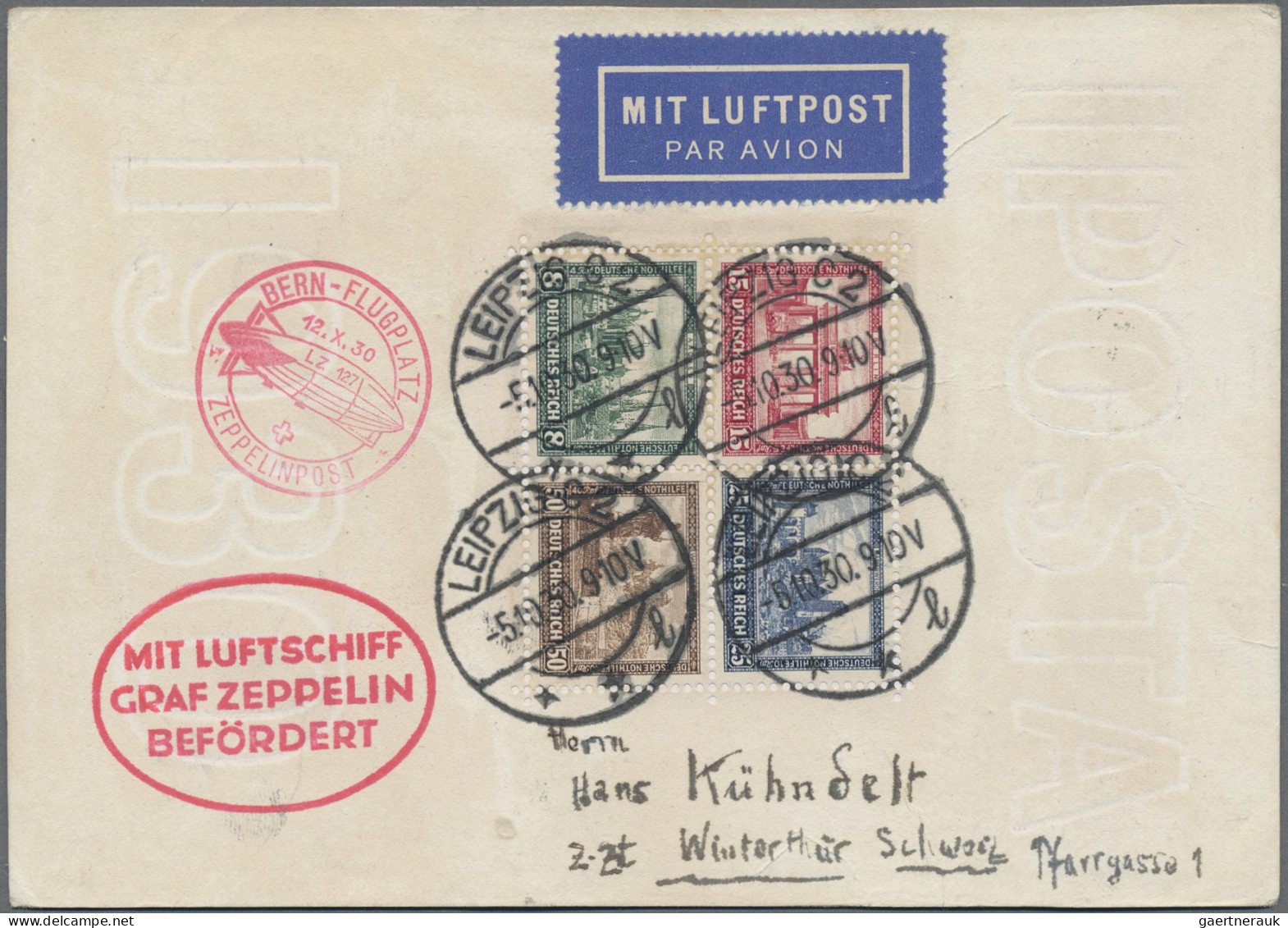 Deutsches Reich - Weimar: 1930, IPOSTA-Block Rückseitig Auf Ansichtskarte Per Ze - Sonstige & Ohne Zuordnung