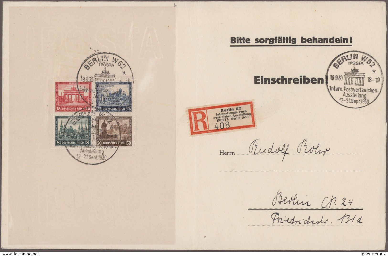 Deutsches Reich - Weimar: 1930 'IPOSTA' Block Auf R-Orts-Brief, Entwertet Mit De - Lettres & Documents