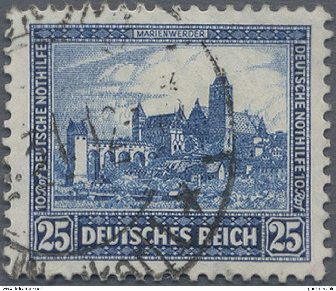 Deutsches Reich - Weimar: 1930, 25 + 10 Pf Blau, Nothilfe (Bauwerke I, Schloss U - Oblitérés