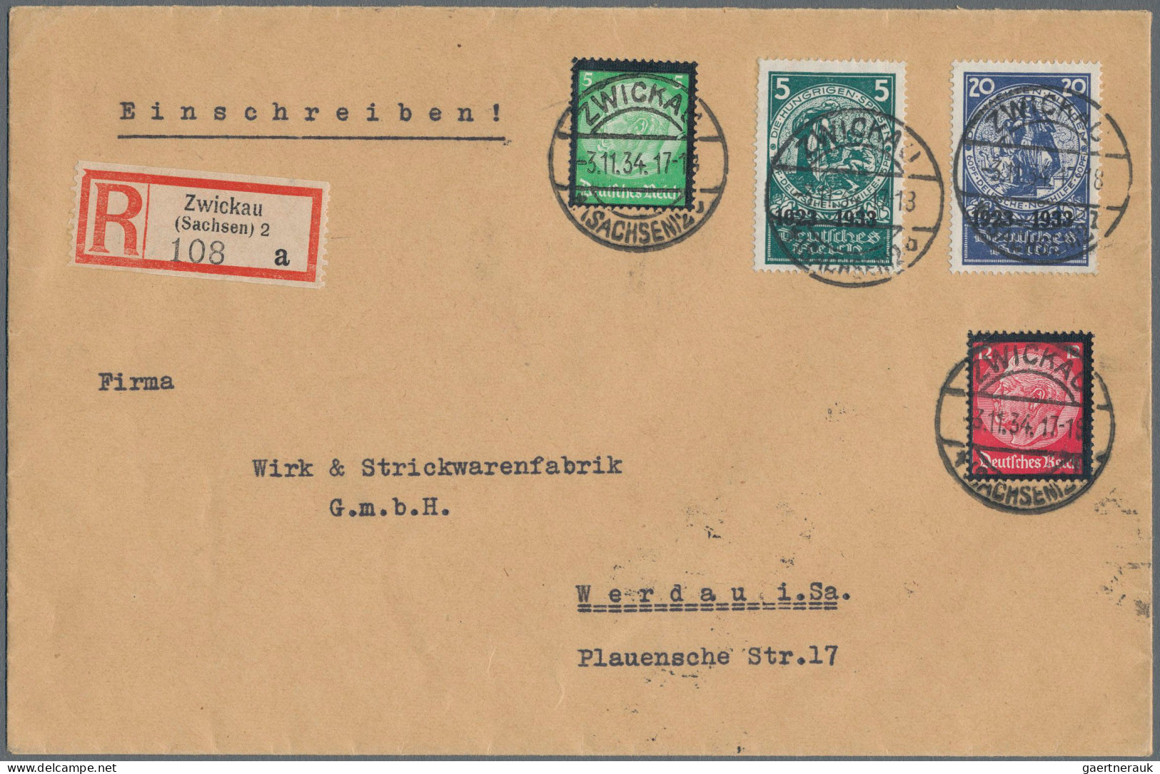 Deutsches Reich - 3. Reich: 1933, Marken Aus Nothilfe-Block 5 Pfg. Und 20 Pfg. Z - Lettres & Documents