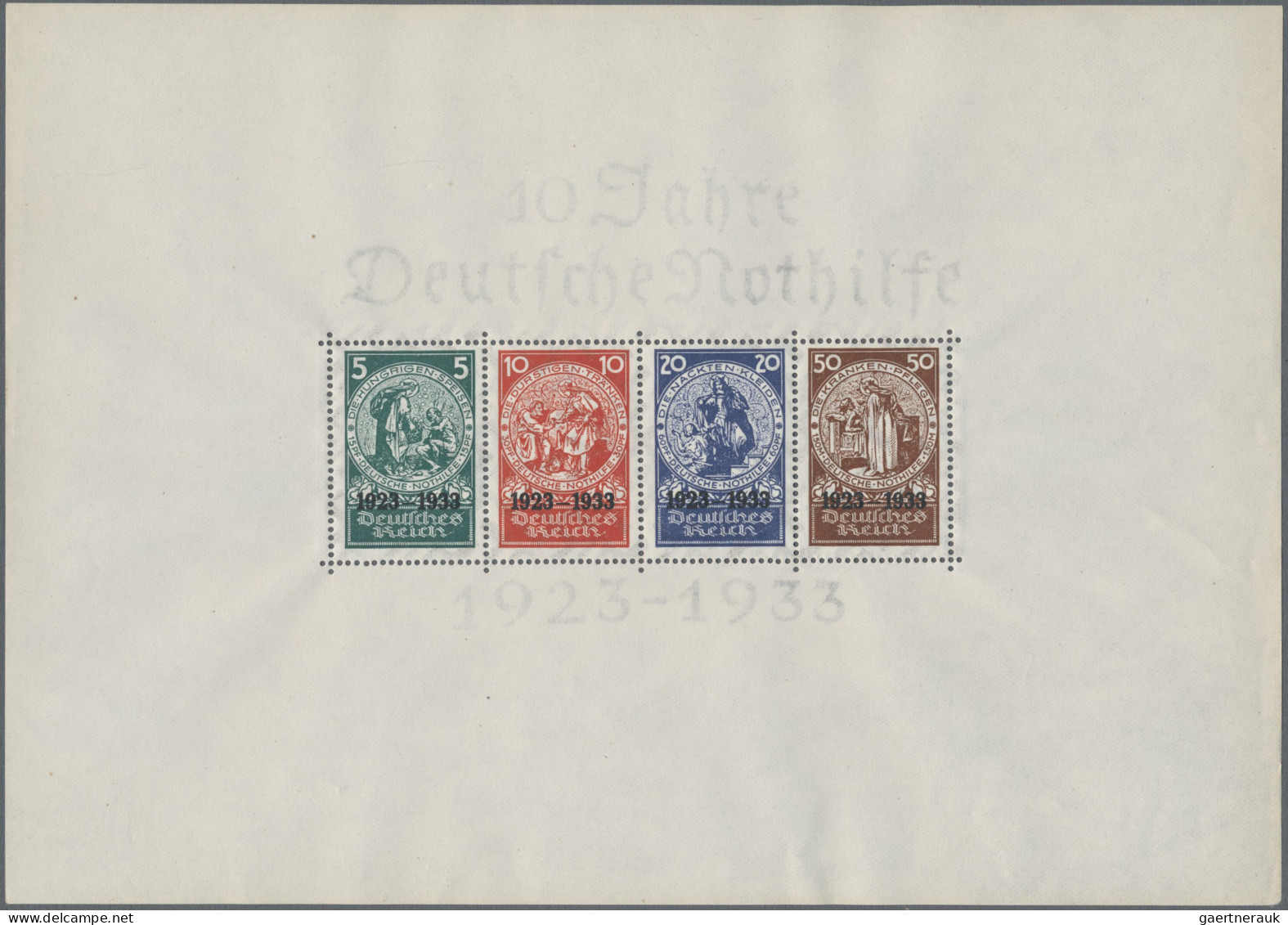 Deutsches Reich - 3. Reich: 1933, Blockausgabe "10 Jahre Deutsche Nothilfe" , Un - Unused Stamps