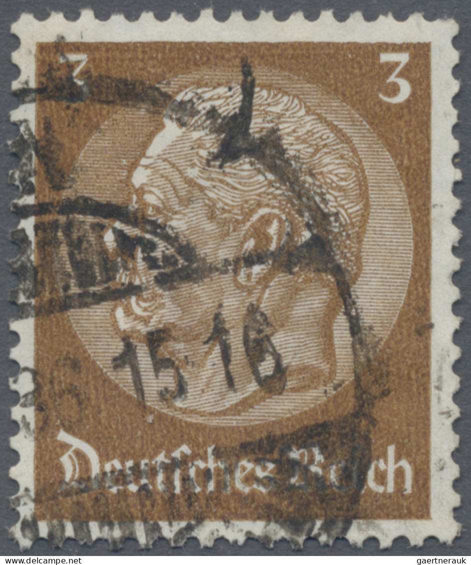 Deutsches Reich - 3. Reich: 1933, Hindenburg 3 Pfg. Braunocker Mit Wasserzeichen - Used Stamps