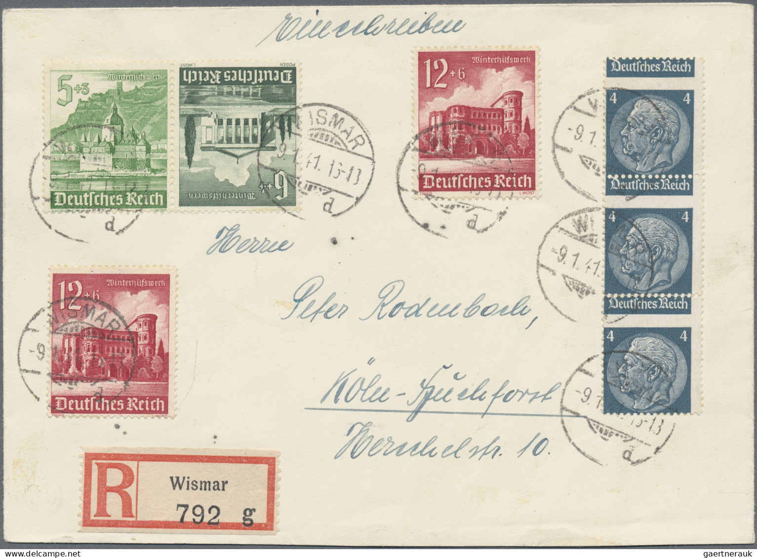 Deutsches Reich - 3. Reich: 1934 'Hindenburg' 4 Pf. Im VERZÄHNTEN, Senkr. 3er-St - Lettres & Documents