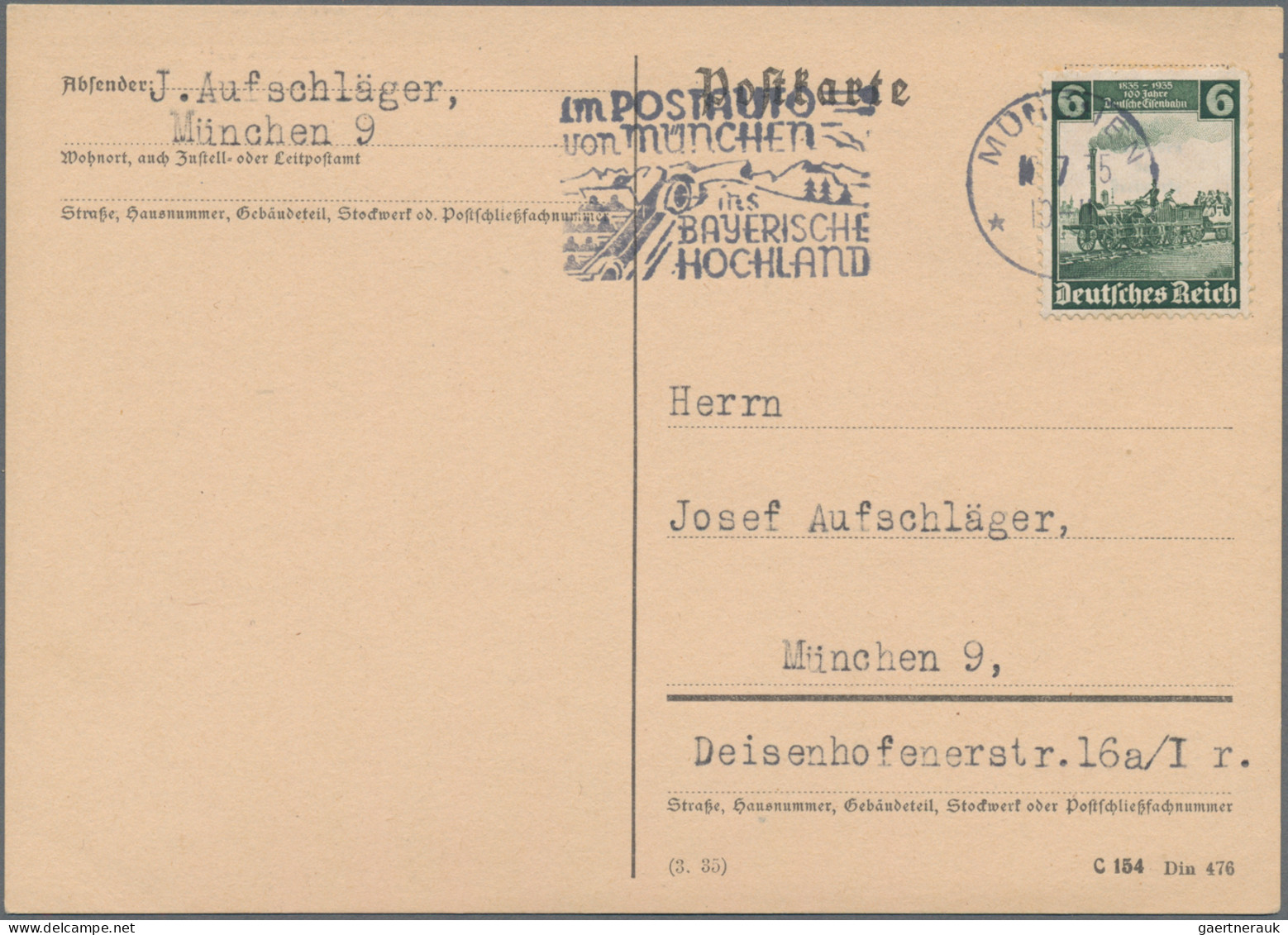 Deutsches Reich - 3. Reich: 1935, 100 Jahre Deutsche Eisenbahn, Vier Werte Kompl - Autres & Non Classés