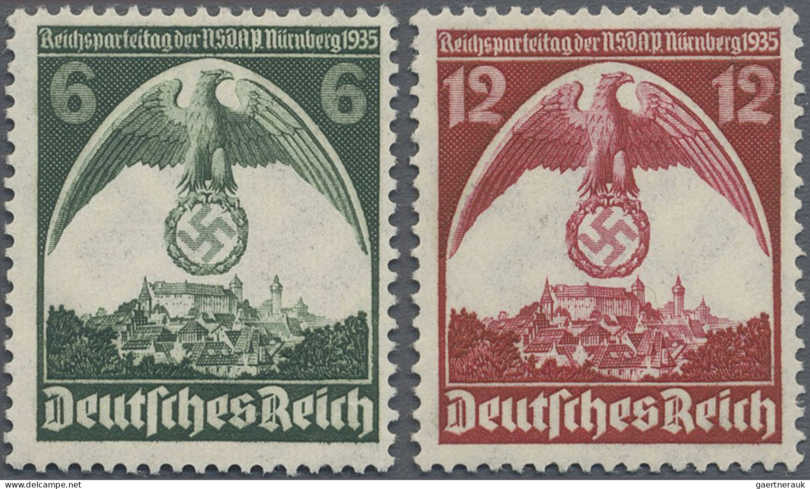 Deutsches Reich - 3. Reich: 1935, Nürnberger Parteitag, Beide Werte Mit Verkehrt - Ungebraucht