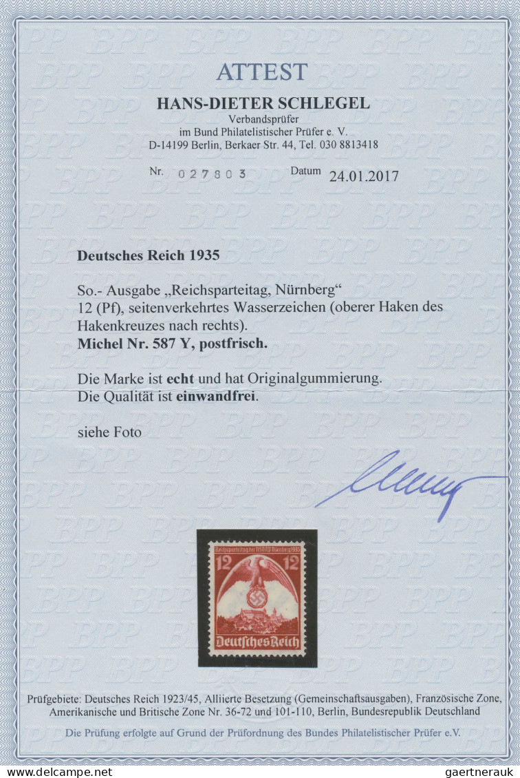 Deutsches Reich - 3. Reich: 1935, Nürnberger Parteitag, Beide Werte Mit Verkehrt - Neufs