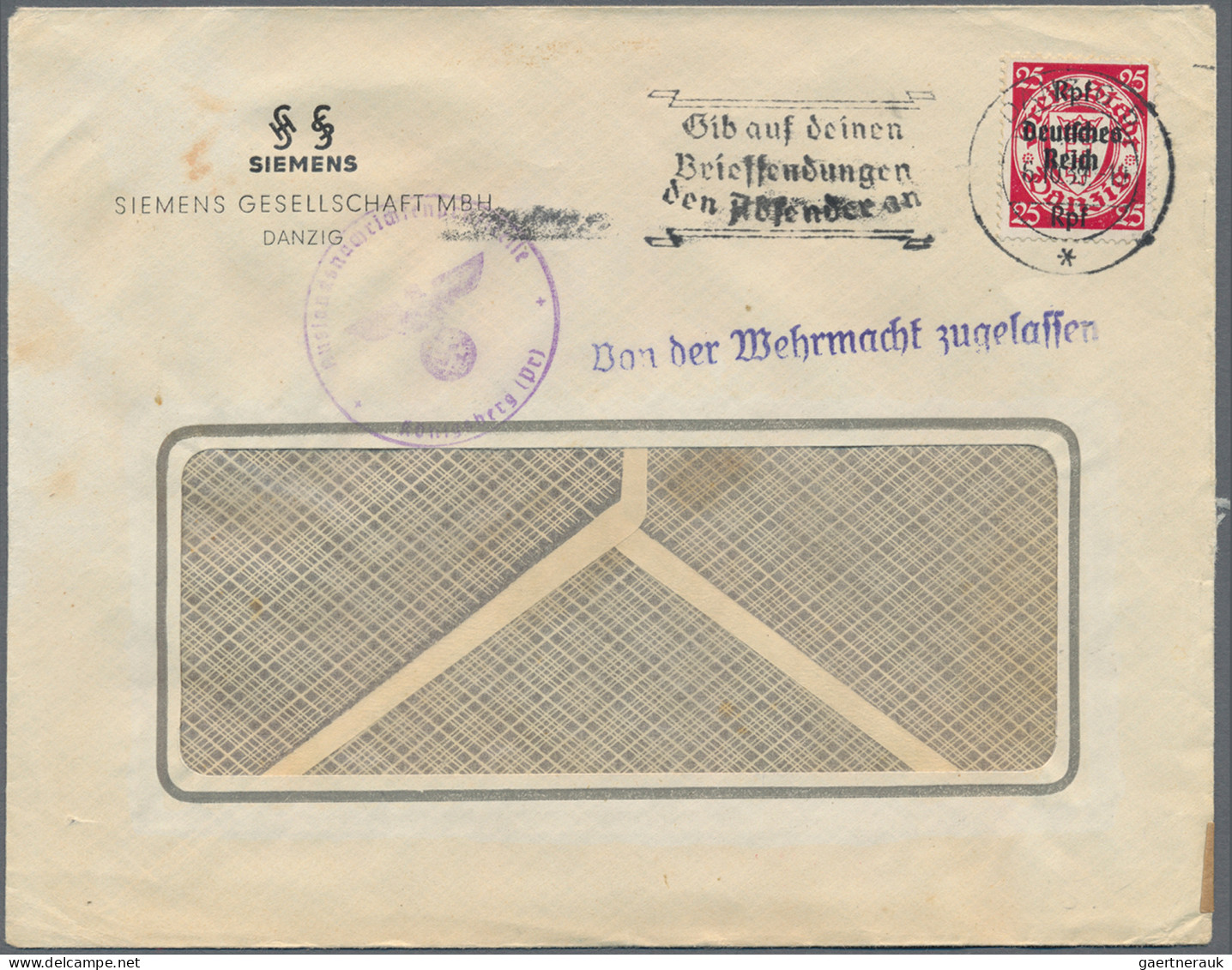 Deutsches Reich - 3. Reich: 1939, Danzig-Abschied, Zwei Portogerechte Einzelfran - Lettres & Documents