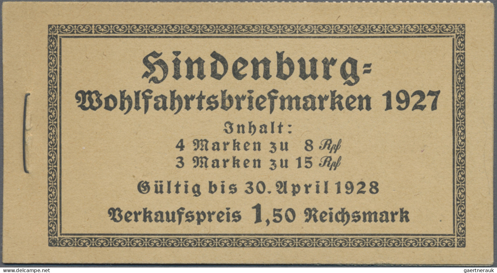 Deutsches Reich - Markenheftchen: 1927 Zwei MH "Hindenburg" Je Mit Durchgezähnte - Booklets