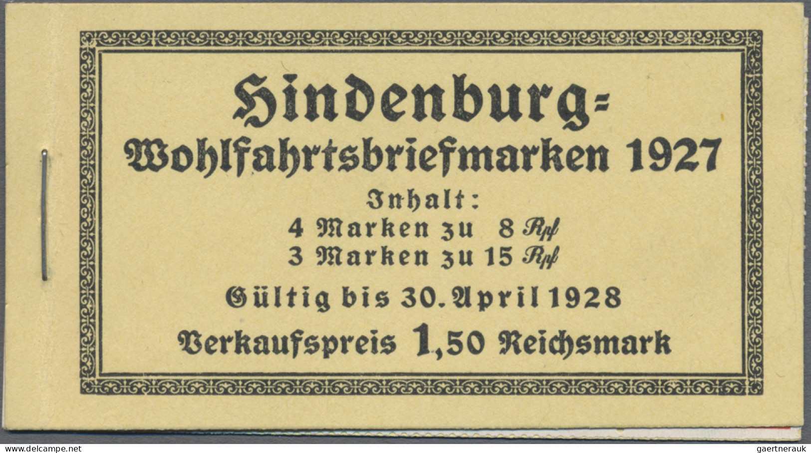 Deutsches Reich - Markenheftchen: 1927 Zwei MH "Hindenburg" Je Mit Durchgezähnte - Carnets