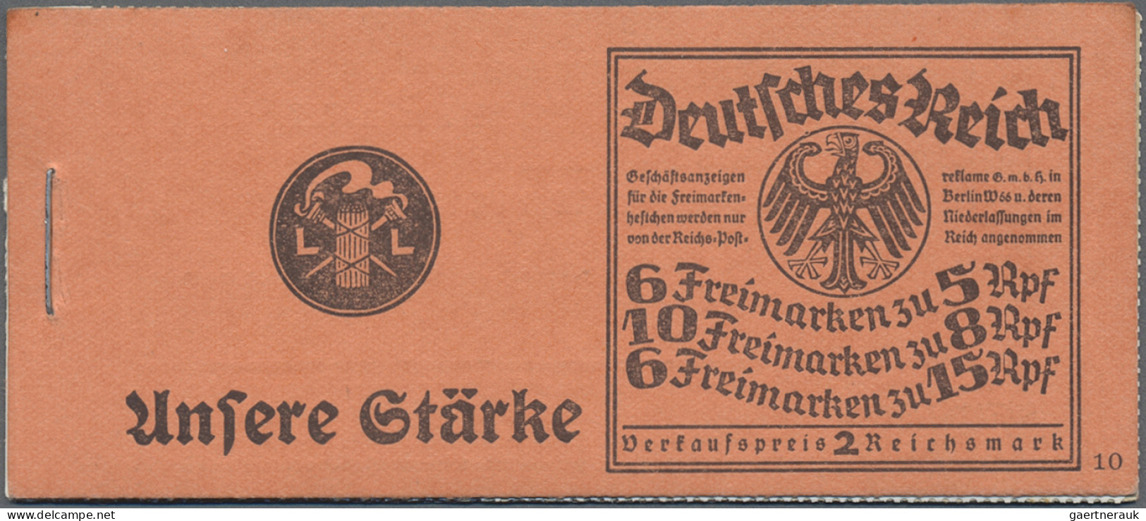 Deutsches Reich - Markenheftchen: 1926, 2 M. Reichspräsidenten-Markenheftchen Mi - Markenheftchen