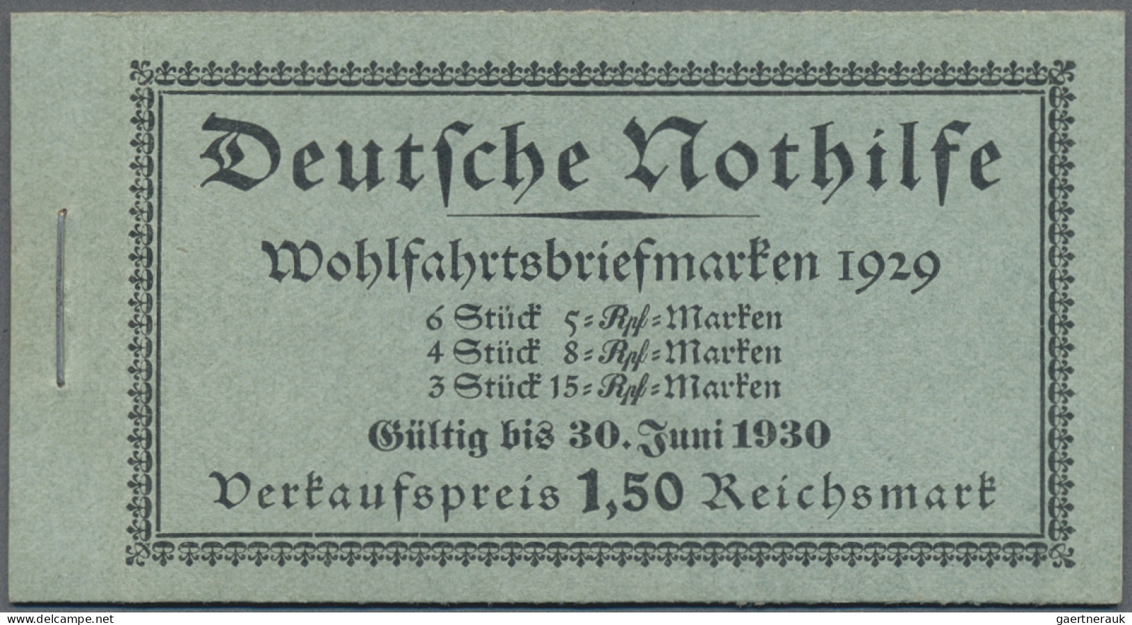 Deutsches Reich - Markenheftchen: 1929, Nothilfe-Markenheftchen Mit Heftchenblät - Booklets