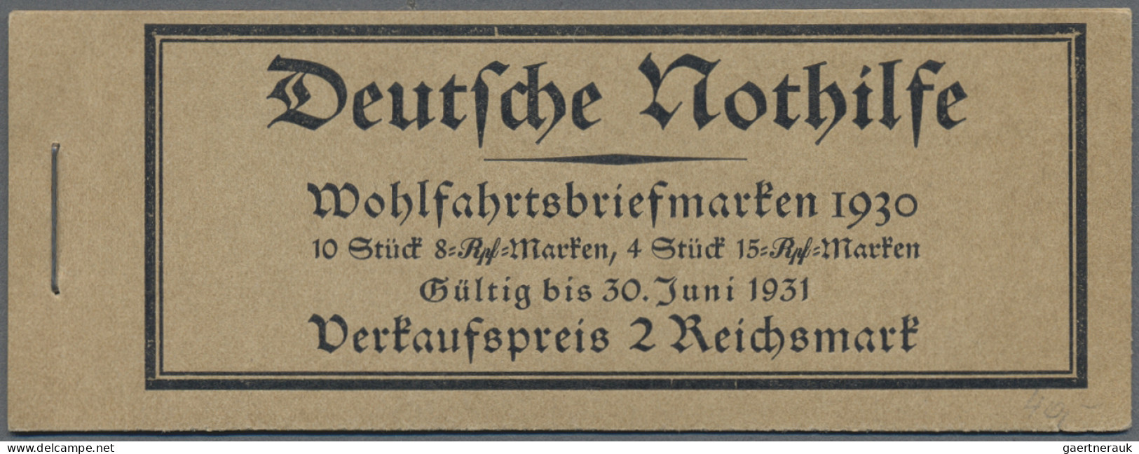 Deutsches Reich - Markenheftchen: 1930, 2 M. Nothilfe-Markenheftchen, Komplett M - Booklets