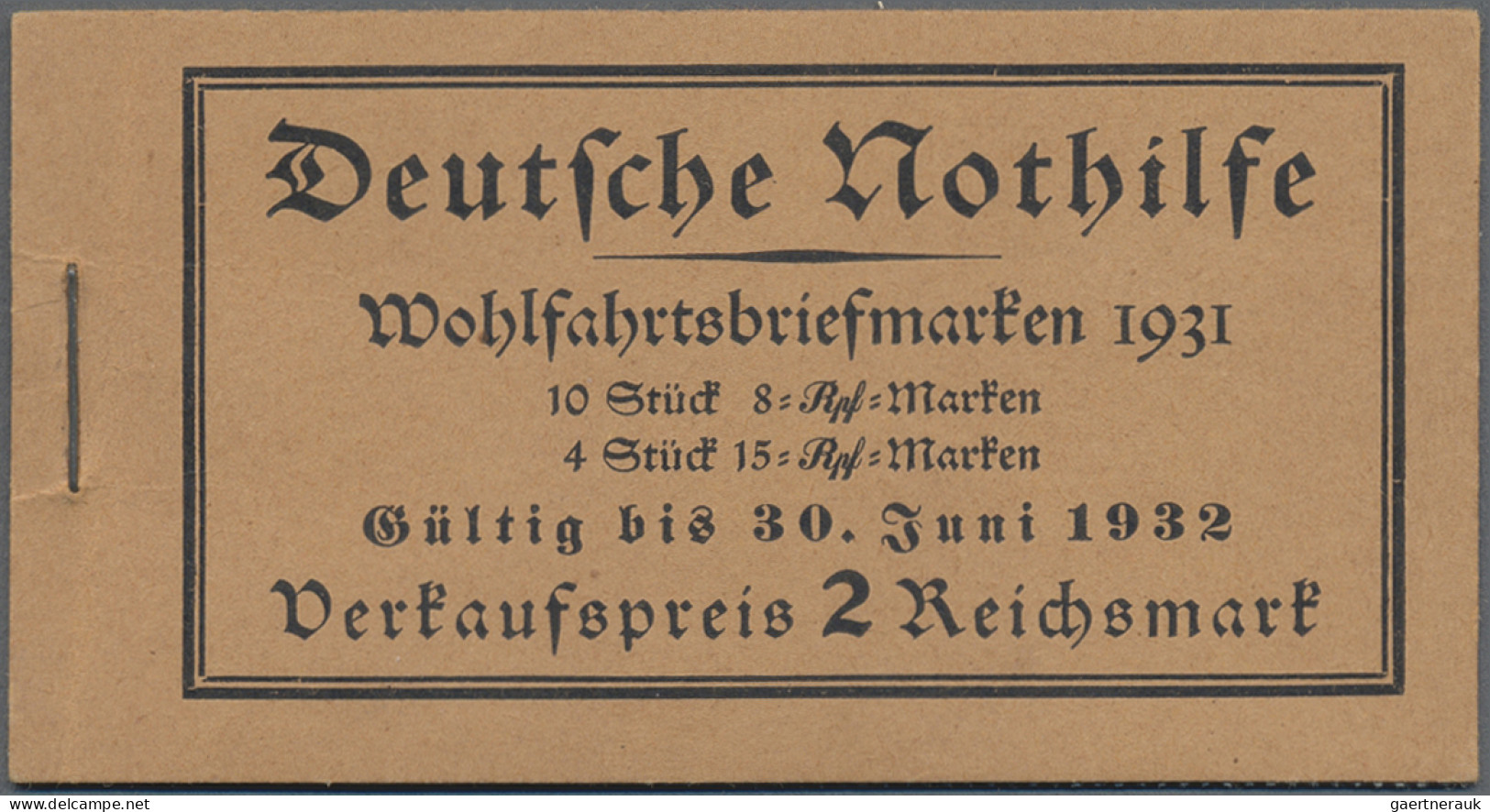 Deutsches Reich - Markenheftchen: 1931, 2 M. Nothilfe-Markenheftchen, Komplett M - Markenheftchen