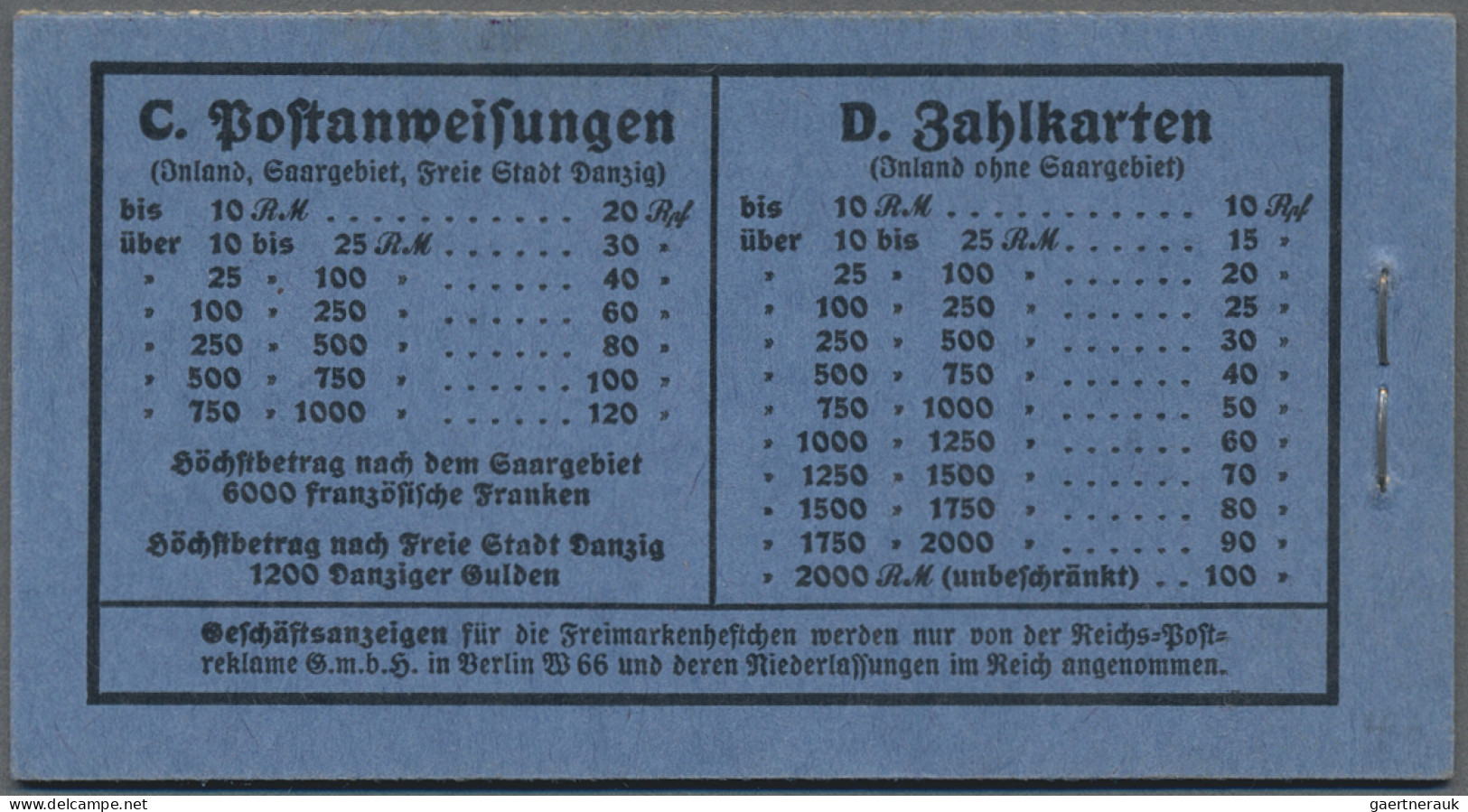 Deutsches Reich - Markenheftchen: 1934, 2 M. Hindenburg-Markenheftchen Mit ONr. - Carnets