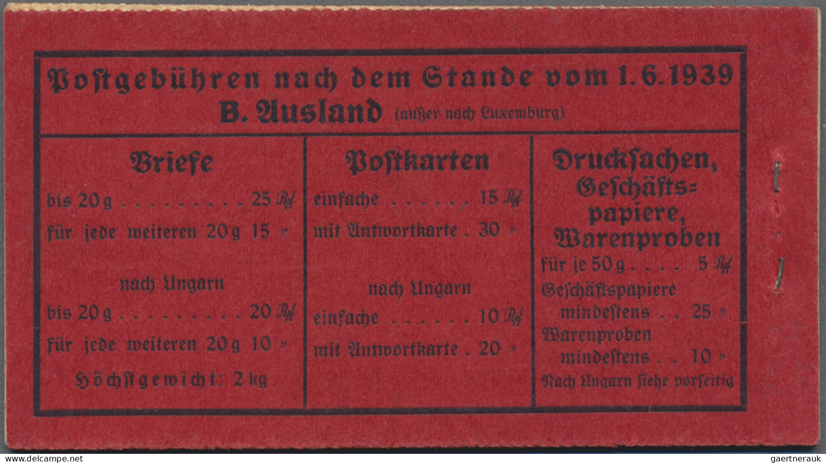 Deutsches Reich - Markenheftchen: 1939, 2 M. Hindenburg-Markenheftchen Mit ONr. - Markenheftchen