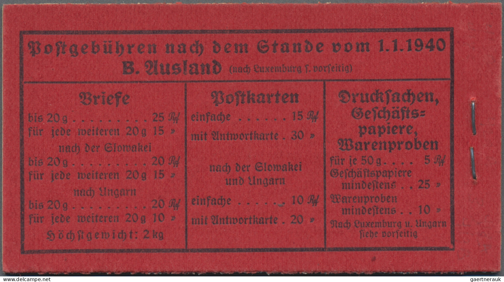Deutsches Reich - Markenheftchen: 1939, 2 M. Hindenburg-Markenheftchen Mit ONr. - Booklets