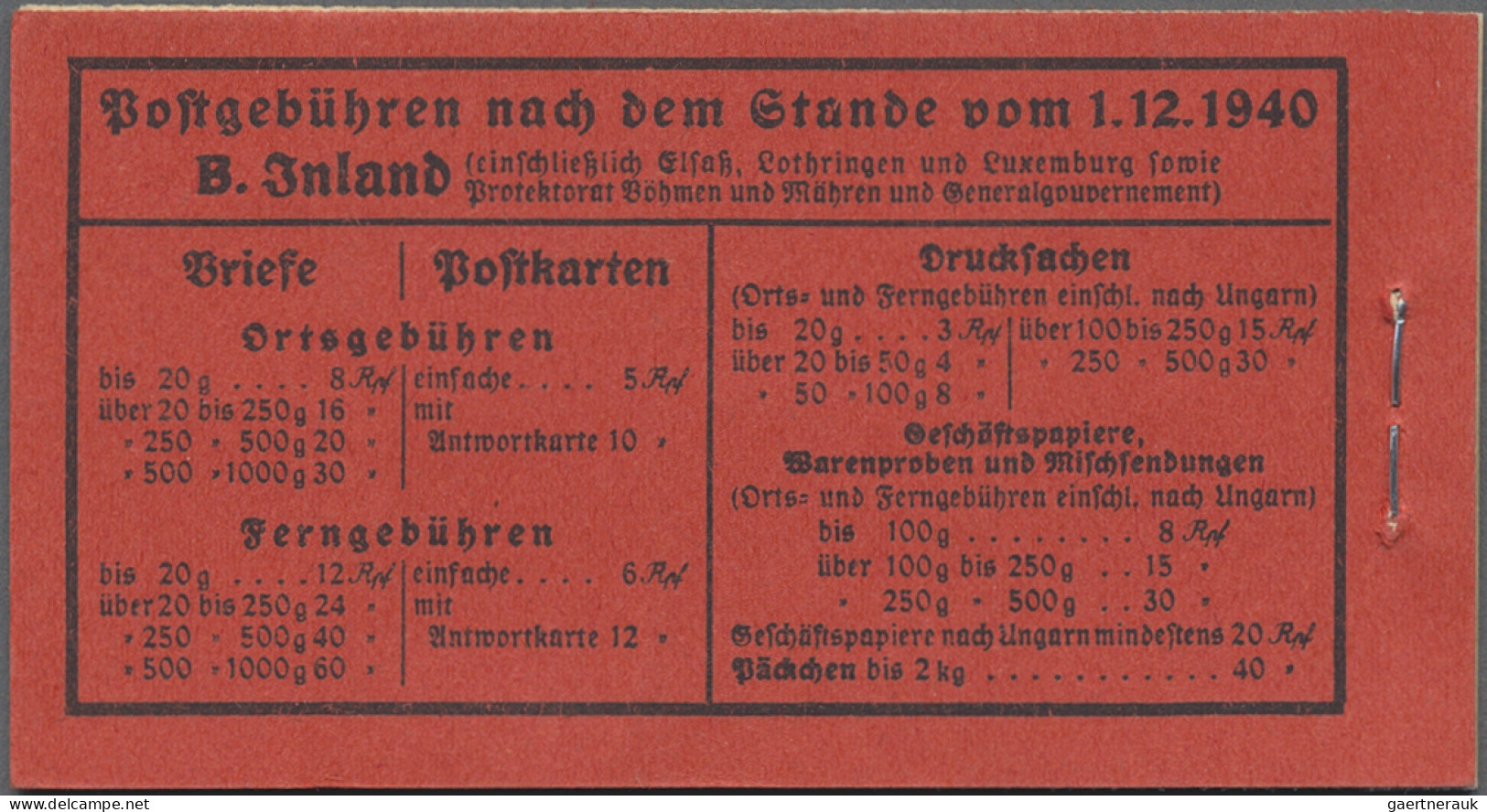 Deutsches Reich - Markenheftchen: 1940 - 1941, 2 M. Hindenburg-Markenheftchen, 2 - Booklets