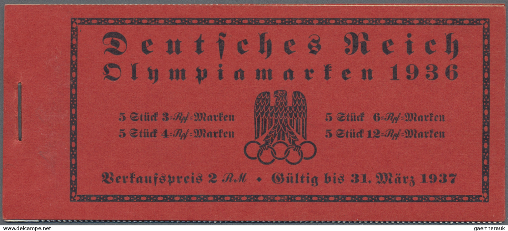 Deutsches Reich - Markenheftchen: 1936, 2 M. Olympische Spiele-Markenheftchen, 2 - Postzegelboekjes