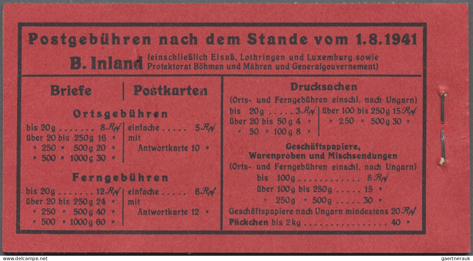 Deutsches Reich - Markenheftchen: 1941, Hitler-Markenheftchen In Guter Type "Kop - Booklets