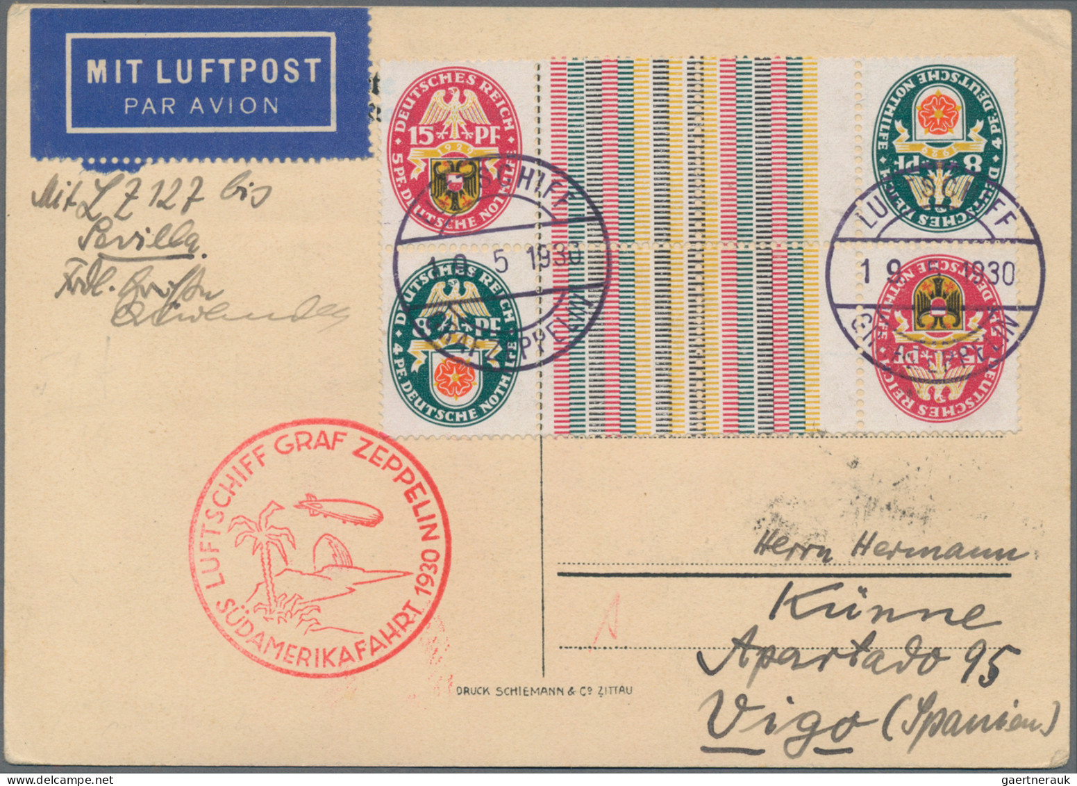Deutsches Reich - Zusammendrucke: 1930 Nothilfe: Zusammendruckpaare 8+Z+Z+15 (vo - Zusammendrucke