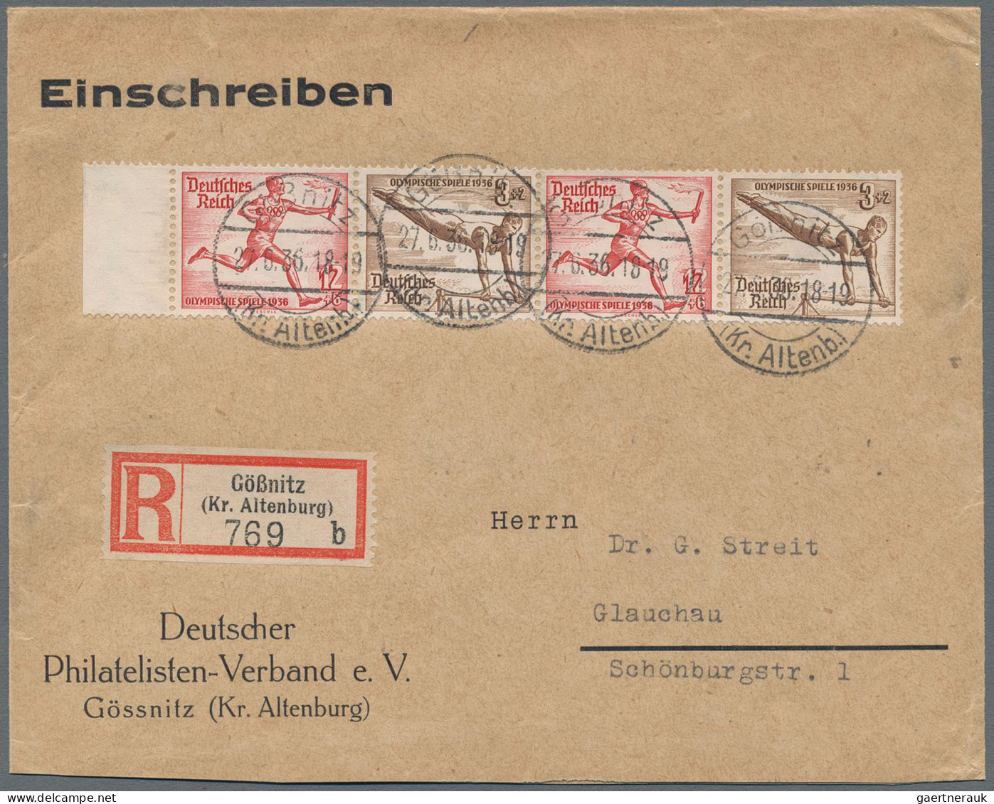 Deutsches Reich - Zusammendrucke: 1936, Olympische Spiele, Zwei Briefe Mit Dekor - Zusammendrucke