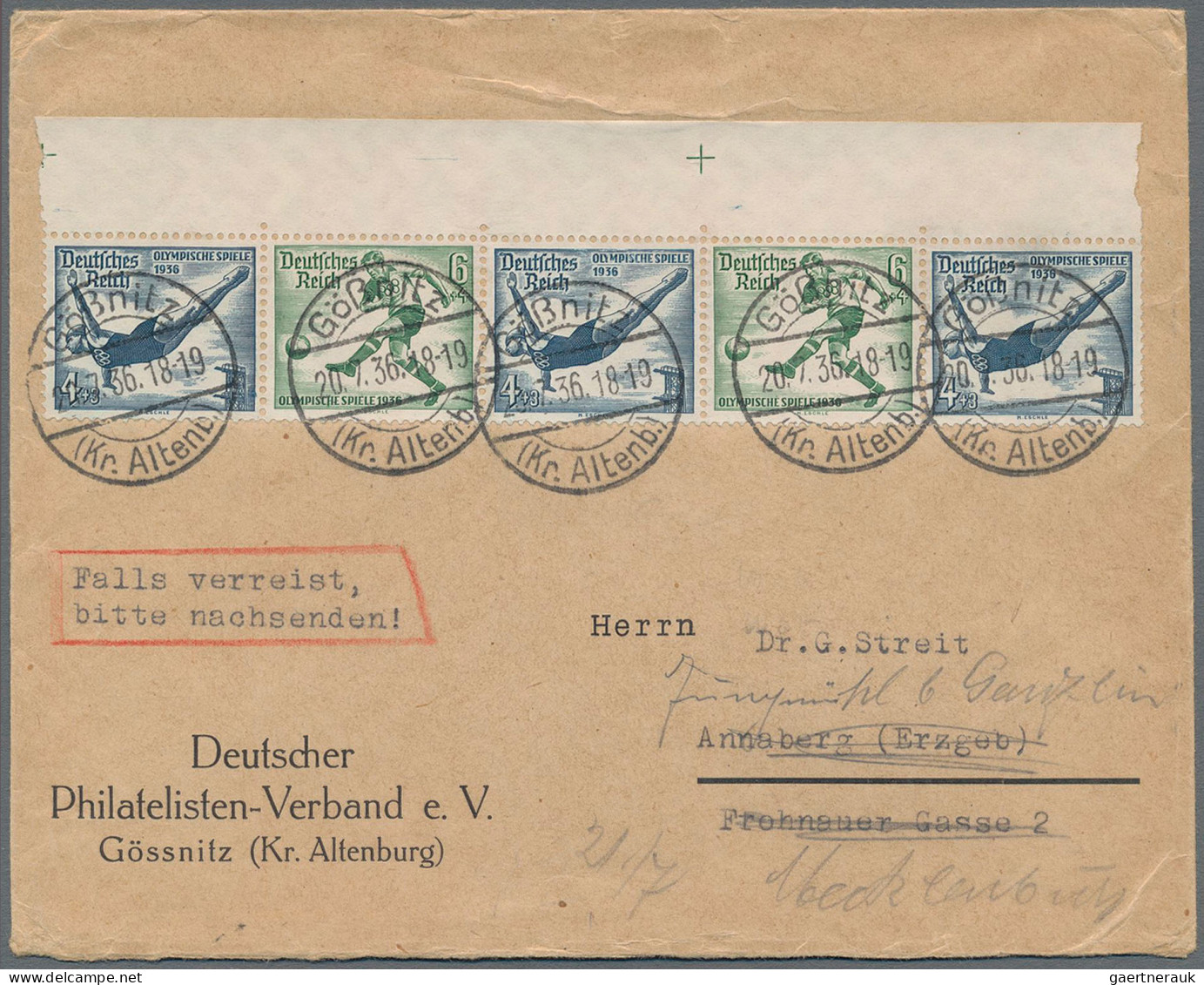 Deutsches Reich - Zusammendrucke: 1936, Olympische Spiele, Zwei Briefe Mit Dekor - Se-Tenant