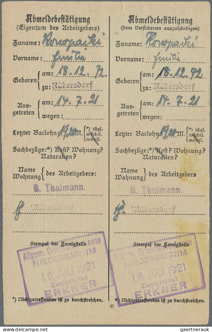 Deutsches Reich - Dienstmarken: 1921, 20 Pfg. Ultramarin Im Unterrandpaar Mit HA - Service