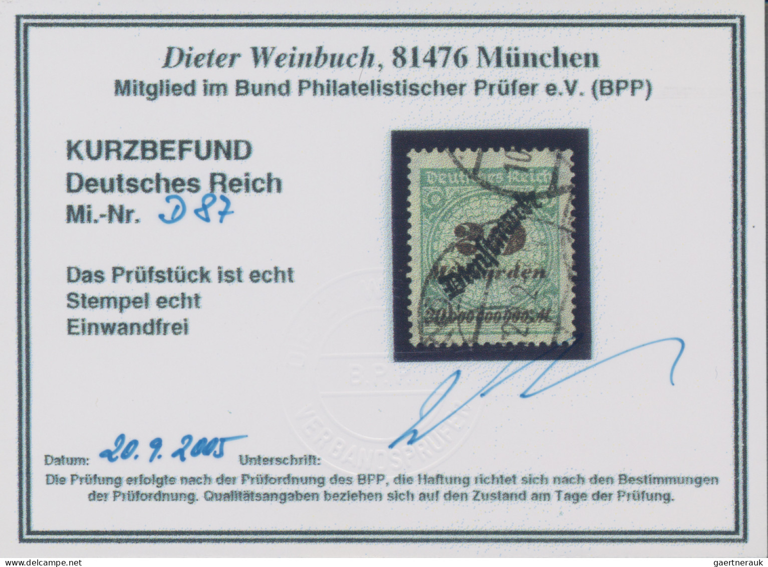 Deutsches Reich - Dienstmarken: 1923, 20 Mrd M Rosettenmuster Mit Aufdruck, Gest - Oficial