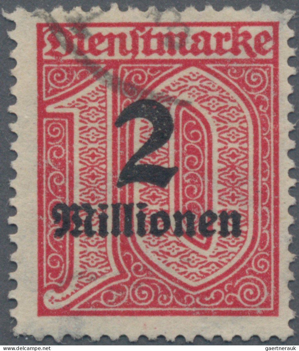 Deutsches Reich - Dienstmarken: 1923, 2 Mio. Auf 10 Pfg. Lilarot, Wasserzeichen - Officials