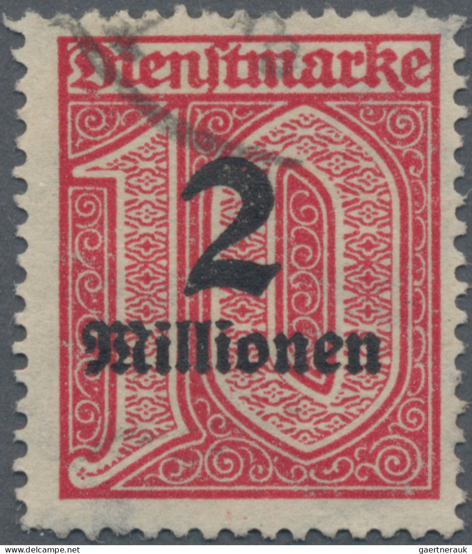 Deutsches Reich - Dienstmarken: 1923, 2 Mio. Auf 10 Pfg. Lilarot, Wasserzeichen - Dienstmarken