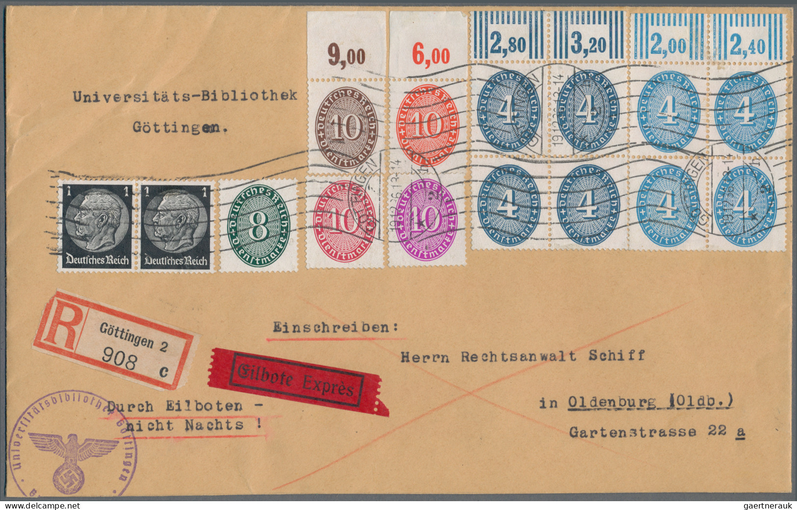 Deutsches Reich - Dienstmarken: 1927-33 Oberrandstücke Der Dienstmarken Zu 10 (P - Dienstzegels