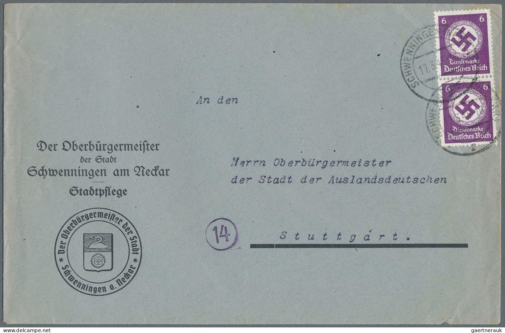 Deutsches Reich - Dienstmarken: 1945, Behördendienstmarke 6 Pfg. Purpurviolett, - Officials