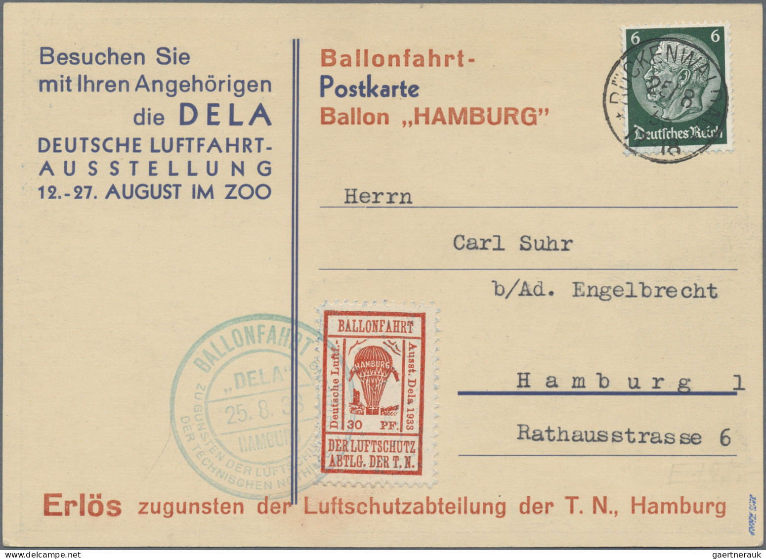 Deutsches Reich - Halbamtliche Flugmarken: 1933 Ballonfahrtmarken Zu 30 Pf. In A - Correo Aéreo & Zeppelin