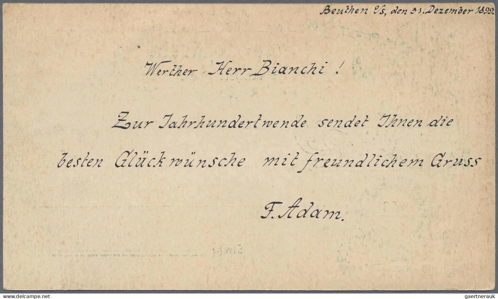 Deutsches Reich - Privatpost (Stadtpost): BEUTHEN O.S.,1900, "Flora-Postkarte" M - Private & Lokale Post