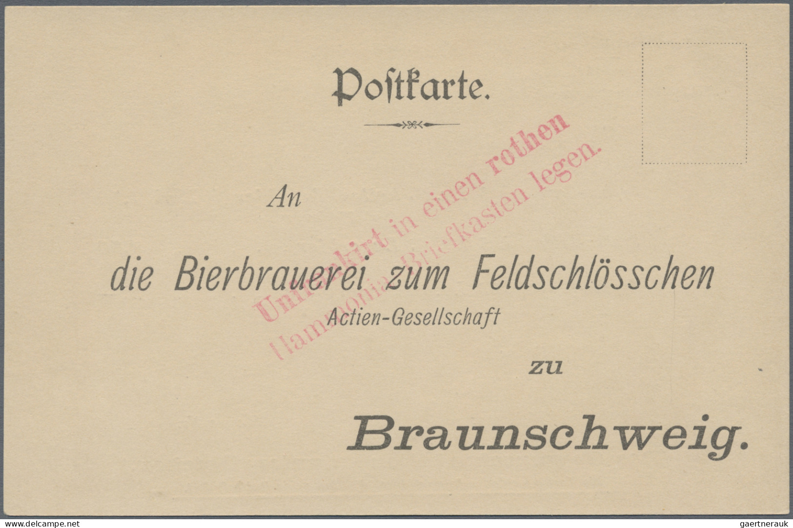 Deutsches Reich - Privatpost (Stadtpost): BRAUNSCHWEIG: 1895, 2 Geschäfts-Karten - Private & Local Mails