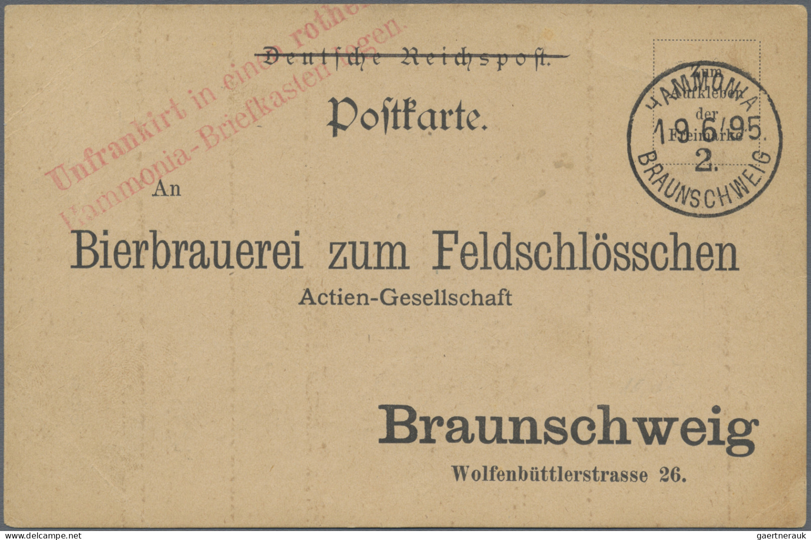 Deutsches Reich - Privatpost (Stadtpost): BRAUNSCHWEIG: 1895, 2 Geschäfts-Karten - Private & Local Mails