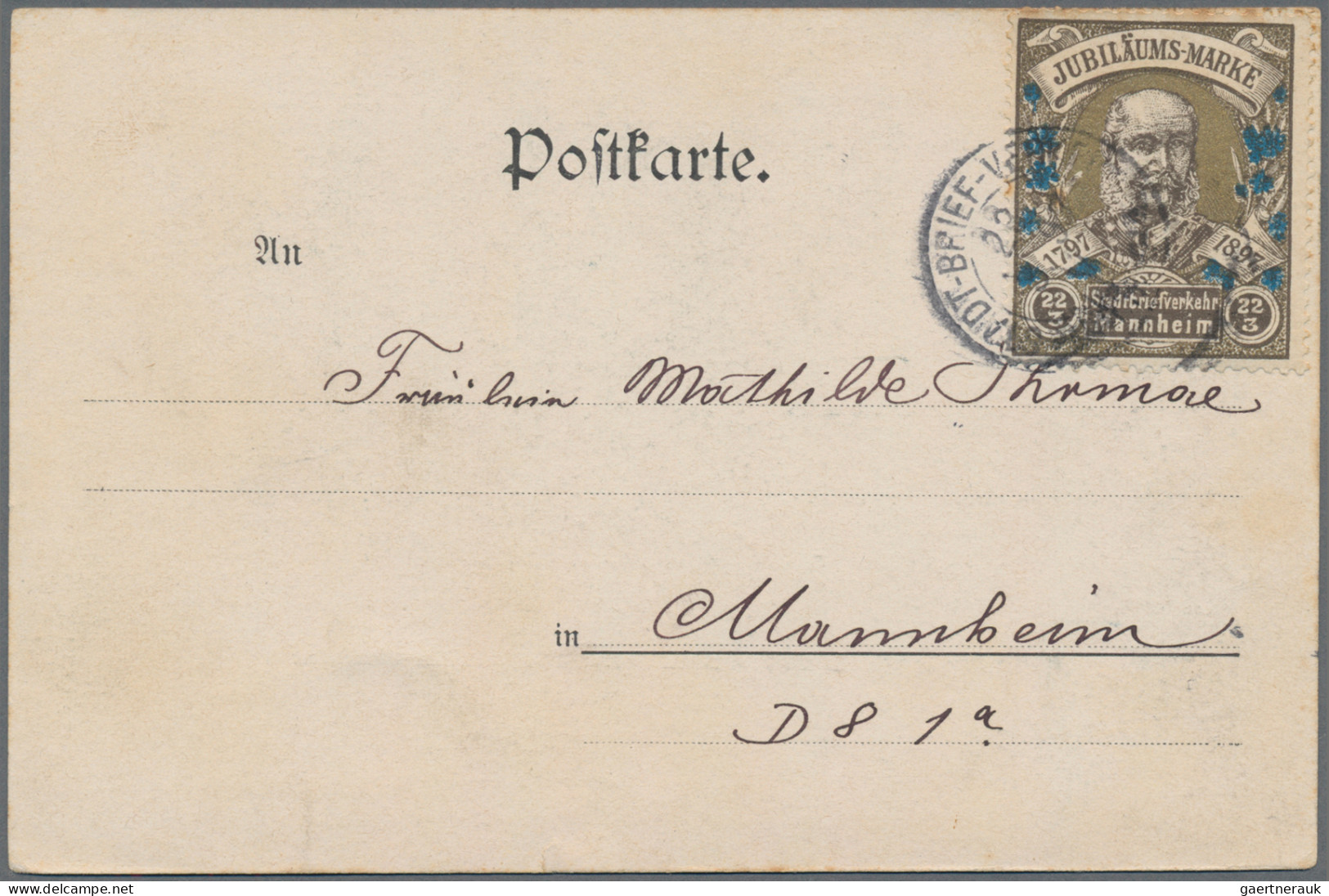 Deutsches Reich - Privatpost (Stadtpost): MANNHEIM/Stadtbriefverkehr, 1897, 3 Pf - Privatpost