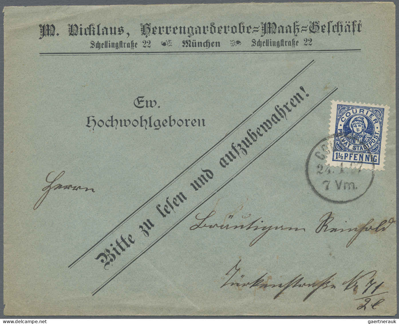 Deutsches Reich - Privatpost (Stadtpost): MÜNCHEN/Courier: 1897/1899, 3 Interess - Postes Privées & Locales