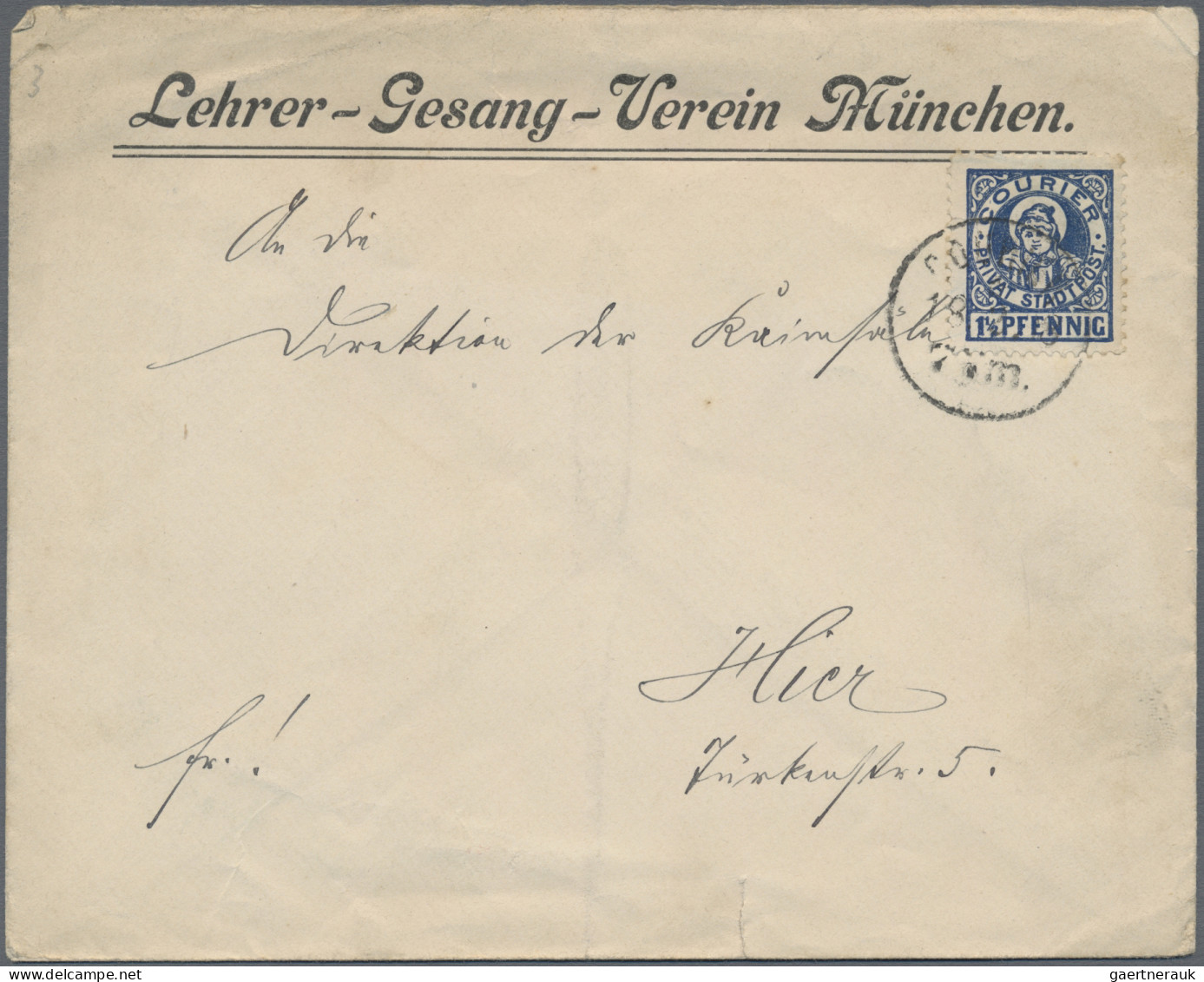 Deutsches Reich - Privatpost (Stadtpost): MÜNCHEN/Courier: 1 1/2 Pf. Münchner Ki - Private & Lokale Post