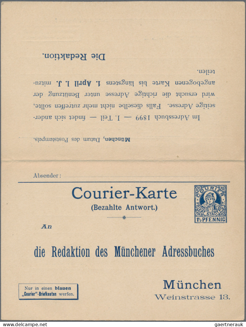 Deutsches Reich - Privatpost (Stadtpost): MÜNCHEN/Courier: 1899, 1 1/2 + 1 1/2 P - Postes Privées & Locales