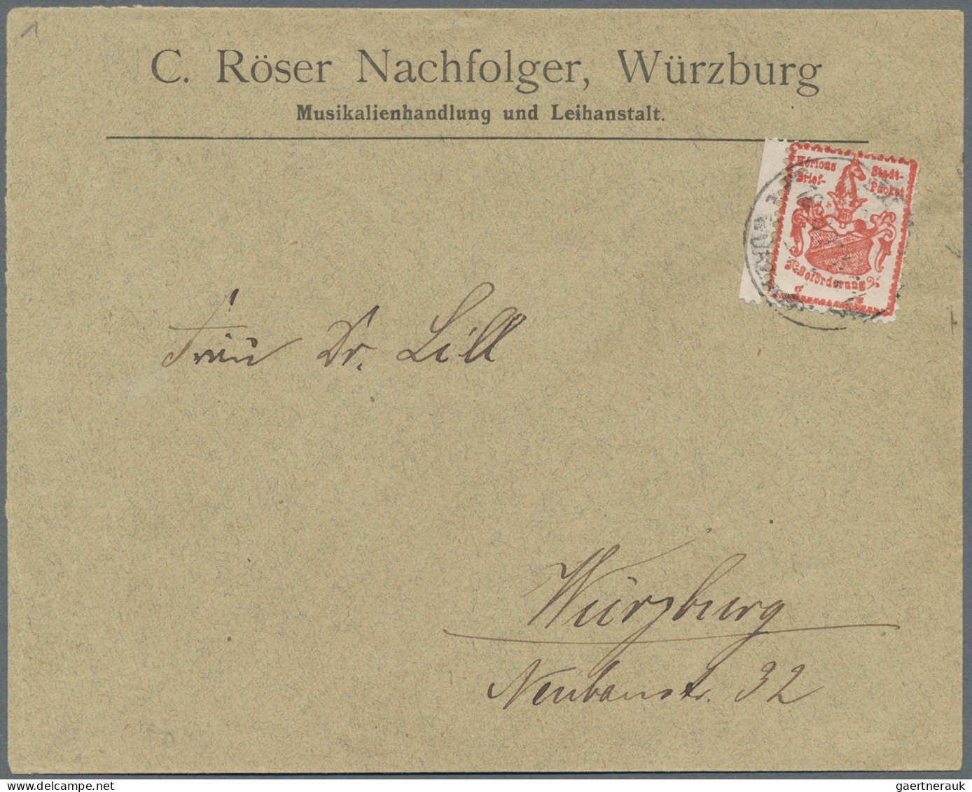 Deutsches Reich - Privatpost (Stadtpost): WÜRZBURG/Stadtbriefverkehr, 1896, 2 Pf - Postes Privées & Locales