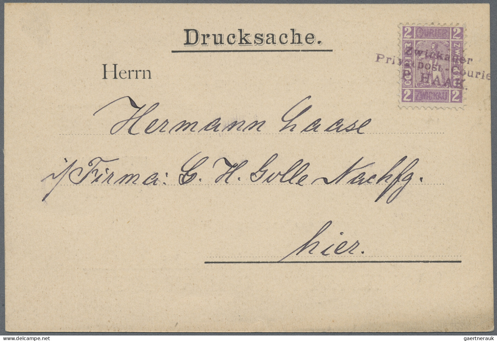 Deutsches Reich - Privatpost (Stadtpost): ZWICKAU 1897: P. Haak 2 Pfennig Lila A - Private & Local Mails