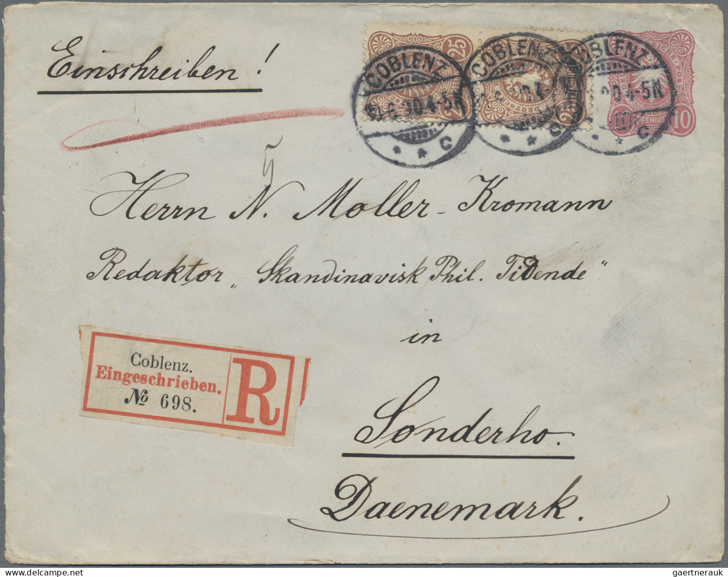 Deutsches Reich - Ganzsachen: 1888/1890, Ganzsachenumschlag 10 Pfg. Rot Großform - Autres & Non Classés